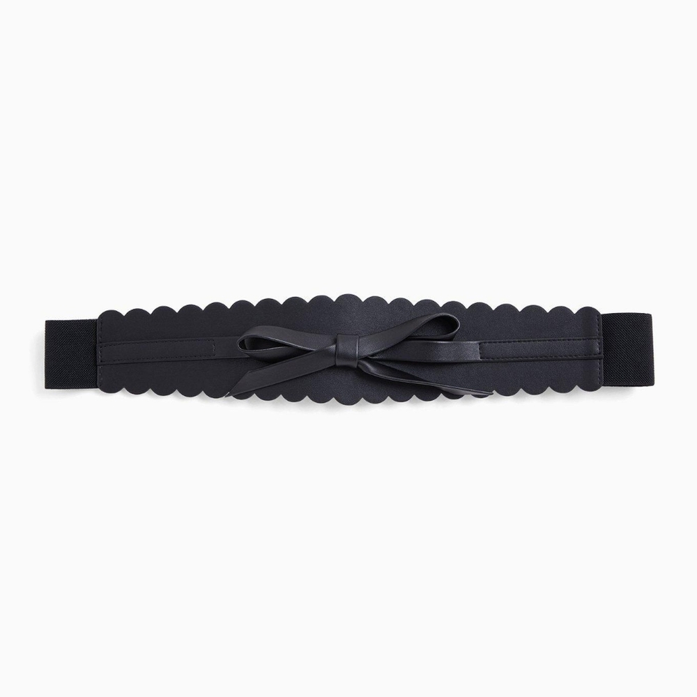 NWT Torrid Black Faux Leather & Stretch Bow Waist Belt Scalloped 3X
